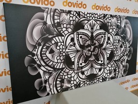 Tablou Mandala sănătății în design alb-negru