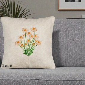 Perna Decorativa Margarete Camp, 40x40 cm, Bej Canapea, Husa Detasabila, Perna Inclusa, BEKZ®