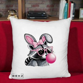Perna Decorativa Raton cu Urechi de Iepure si Guma de Mestecat, 40x40 cm, Alb Pufos, Husa Detasabila, Perna Inclusa, BEKZ®