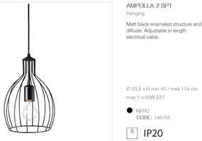 Lustra suspendata / Pendul Industrial Style AMPOLLA-2 SP1 148151
