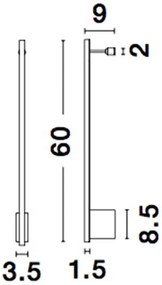 Aplica de perete LED design liniar GROPIUS negru, L-60cm, H-9cm