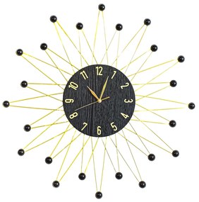 Ceas de perete, stil elegant, Metal, mecanism Silentios, D4190, 70 cm, Negru/Auriu
