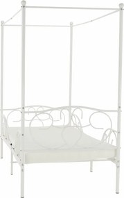 Pat metalic cu baldachin,  alb, 90x200, ADELISA