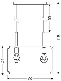 Lustră pe cablu FRAME 2xE27/60W/230V negru