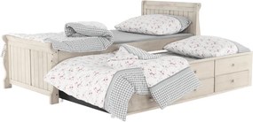 Pat cu pat suplimentar, alb antic, 90x200, ANTIKO