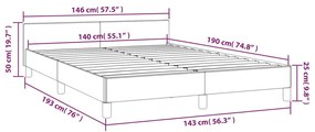 Cadru de pat cu tablie, gri deschis, 140x190 cm, catifea Gri deschis, 140 x 190 cm