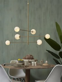 Lustra cu 6 globuri din sticla cu aspect de marmura Carrara auriu