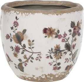 Ghiveci din ceramica cu motiv floral, H13/D15 cm, Nancy