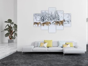 Tablou - Lupi în munți (150x105 cm)