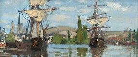Tablou - Claude Monet, Ships Riding on the Seine at Rouen, reproducere (120x50 cm)