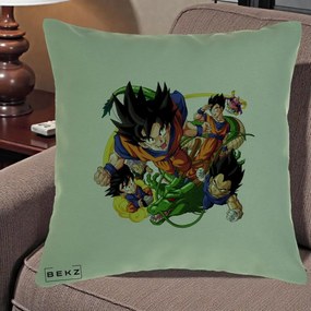 Perna Personalizata Dragon Ball Goku si Shenron Actiune, 40x40 cm, Verde, Husa Detasabila, Perna Inclusa, BEKZ®