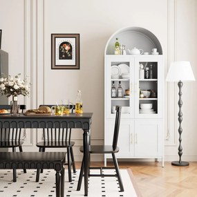 DUA205 - Vitrina 80 cm, Dulap rotund pentru birou, Biblioteca Living, Rafturi Dormitor, Dining, Hol - Alb