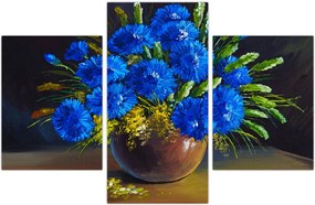 Tablou - Flori albastre în vază (90x60 cm)