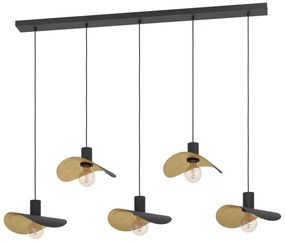 Lustră pe cablu Eglo 390396 SACEDA 5xE27/40W/230V negru/auriu