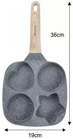 Tigaie cu 4 sectiuni Klausberg KB 7808, 19cm, Acoperire din marmura, Diverse forme, Inductie, Gri