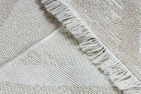 Covor ECO SISAL MOROC 22314 romburi, zigzag, boho franjuri - structural bej / cremă