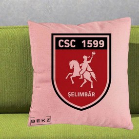 Perna Personalizata CSC 1599 Selimbar Fotbal, 40x40 cm, Roz, Husa Detasabila, Perna Inclusa, BEKZ®
