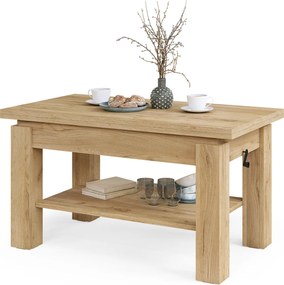 Mazzoni BRAWO Stejar Craft Auriu - MĂSUȚĂ DE CAFEA CU BLAT EXTENSIBIL ȘI RIDICABIL MASĂ CU RAFT