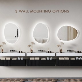 HOMCOM Oglindă de Baie LED cu Comutator Tactil Inteligent și  Intensitate Reglabilă, 80x5x60 cm, Argintiu | Aosom Romania