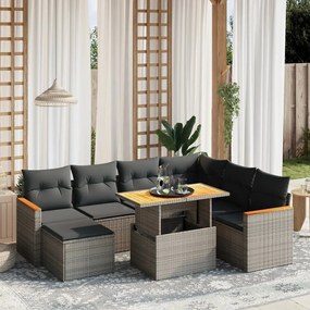 vidaXL Set canapele de grădină cu perne, 8 piese, gri, poliratan