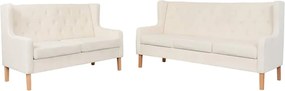 vidaXL Set de canapele 2 piese, alb crem, material textil