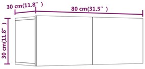 Set comoda TV, 4 piese, stejar sonoma, lemn prelucrat 4, Stejar sonoma, 80 x 30 x 30 cm