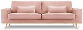 Canapea Tugela cu 3 locuri si tapiterie din catifea, roz