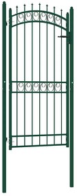 vidaXL Poartă de gard cu țepușe, verde, 100x200 cm, oțel