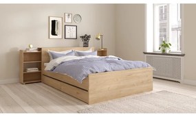 Pat matrimonial în culoare naturală cu aspect de lemn de stejar fără somieră 140x200 cm Naia – Tvilum