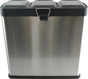 Coș de gunoi argintiu mat pentru reciclare/cu pedală 3x20 l din oțel Tri Selectif – MSV