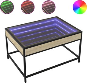 vidaXL Măsuță de cafea cu LED infinity, stejar sonoma, 70x50x41 cm