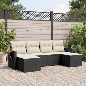 3227057 vidaXL Set mobilier de grădină cu perne, 6 piese, negru, poliratan