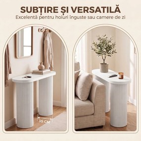 HOMCOM Consolă modernă îngustă cu spațiu ascuns, 103 cm, alb | Aosom Romania