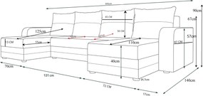 Coltar extensibil in forma de U VALERIO, gri inchis, 305x140 cm