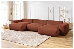 Colțar cărămiziu cu tapițerie din catifea reiată Voltaire – Bobochic Paris