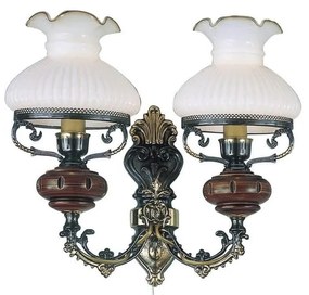Aplica de perete cu 2 brate design italian din alama cu lemn 620