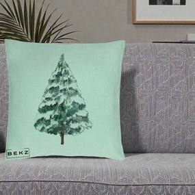 Perna Decorativa cu tematica de Craciun, Brad 2, 40x40 cm, Verde Menta, Husa Detasabila, Perna Inclusa, BEKZ®