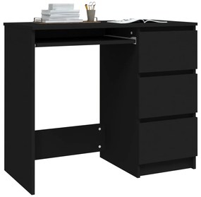 Birou, negru, 90x45x76 cm, lemn prelucrat