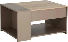 Masuta cafea DROP, bej/stejar, PAL, 80x60x42/56 cm