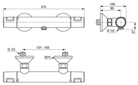 Baterie dus termostatata Ideal Standard Ceratherm T25 negru mat