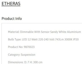 Pendul LED design minimalist ETHERAS alb