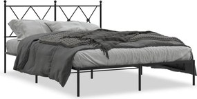 vidaXL Cadru de pat metalic cu tăblie, negru, 140x200 cm
