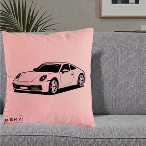 Perna Personalizata Porsche 911 Silueta, 40x40 cm, Roz, Husa Detasabila, Perna Inclusa, BEKZ®