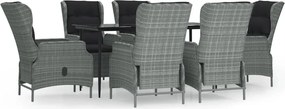 vidaXL Set mobilier de grădină, 7 piese, gri deschis, poliratan