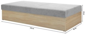 Pat de o persoană (canapea) 85 cm Idona (gri) (cu somieră și saltea) (cu sp. depozitare). 1098588