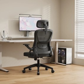 Scaun ergonomic, reglaje multiple, suport lombar, tetieră ajustabilă, Negru