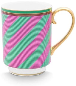 Cană porțelan Chique Stripes Pink-Green 350ml