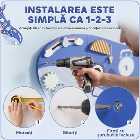 AIYAPLAY Panou Montessori de Perete pentru Copii de peste 2 Ani, Albastru | Aosom Romania