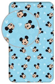 Cearșaf de pat cu elastic Jerry Fabrics Mickey Blue 02, 90 x 200 cm + 25 cm