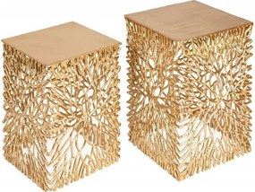 Set de 2 masute laterale Leaf auriu